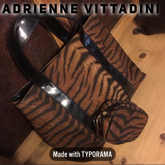 Adrienne Vittadini Handbags - Adrienne Vittadini Tiger Fur Tote w/Makeup bag